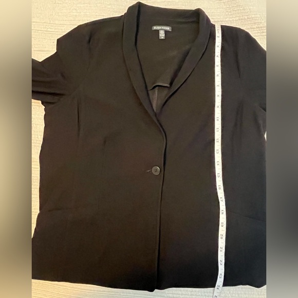 Eileen Fisher Black Crepe Button Front Blazer Jacket Size Large - Picture 6 of 9